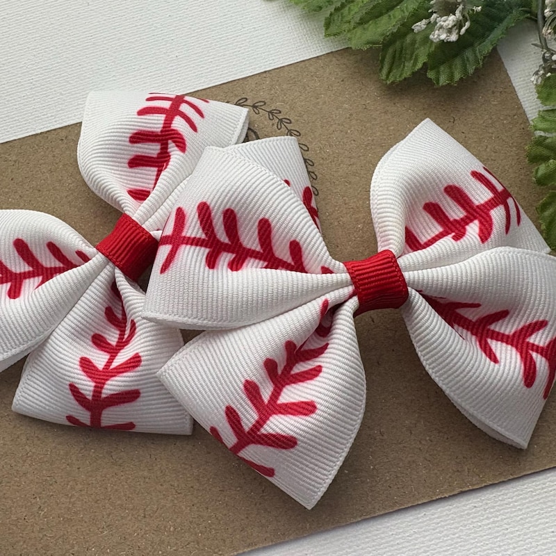 Kids Hair Bows Baseball - Etsy