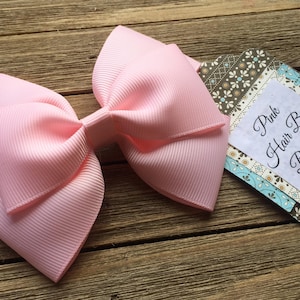 Baby Pink Hair Bow , 4 Inch Hair Bow , Light Pink Boutique Hair Bow , Toddler Hair Bow , Hair Bows for Girls , Pink Hair Clip