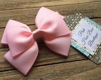Baby Pink Hair Bow , 4 Inch Hair Bow , Light Pink Boutique Hair Bow , Toddler Hair Bow , Hair Bows for Girls , Pink Hair Clip