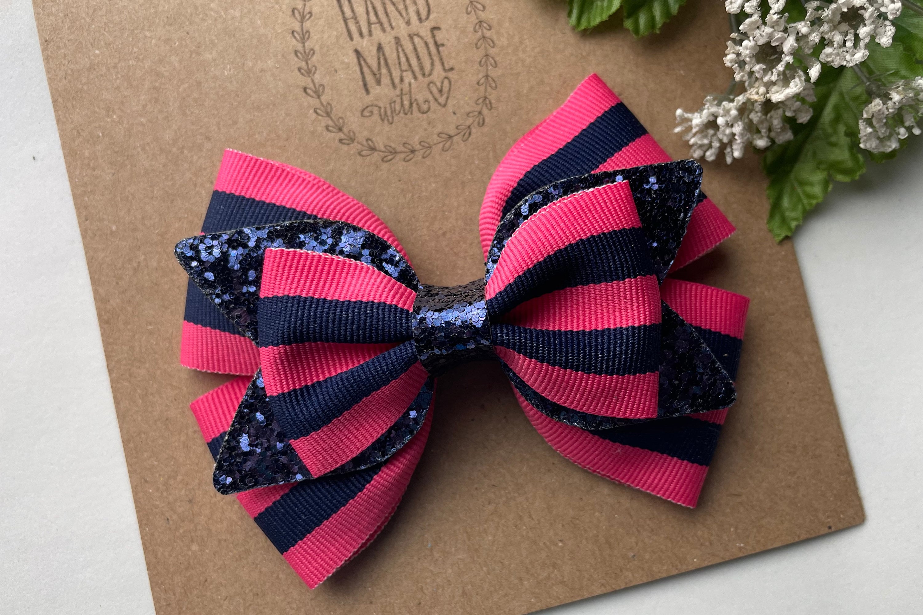 Elegant Women\'s Hair Accessories Set - Black, White, Pink, Gold, Navy Navy and Pink Hair Accessories - Etsy main image 2