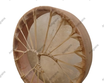 Handmade Shamanic Drum | Natural Cow Skin Frame Drum | Traditional Rawhide Design with Beater | 14” 16” 18” Healing Drum wiyh bag