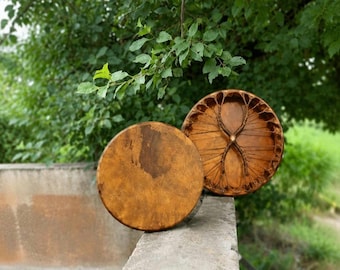 Handmade Brown Shamanic Drum 12–18 Inch | Natural Hide Frame Drum | Ceremony, Sound Healing & Meditation