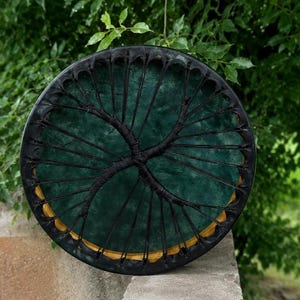 Handmade Shaman Drum | Natural Skin Frame Drum | Sky Green Color | 14" 16" 18" Ritual Healing Drum | Shamanic Spiritual Instrument with bag