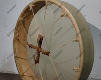 16 inch sjamaantrommel – handgemaakte native framedrum met koeienhuid | Natuurlijk ritueel instrument voor meditatie, klankhealing met tas