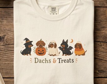 Dachs & Treats Dachshund Halloween T-Shirt | Dachshund Pumpkin Costume Tee