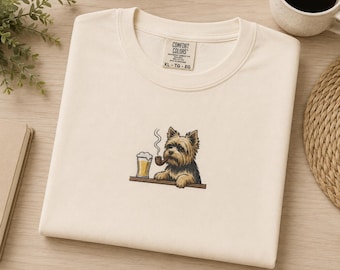 Embroidered Yorkshire Terrier Dog at the Bar Comfort Colors T-Shirt