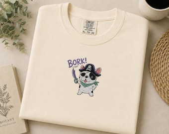 Embroidered Pirate French Bulldog T-Shirt - Comfort Colors Dog Lover Tee