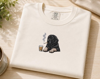 Embroidered Newfoundland Dog at Bar Comfort Colors T-Shirt