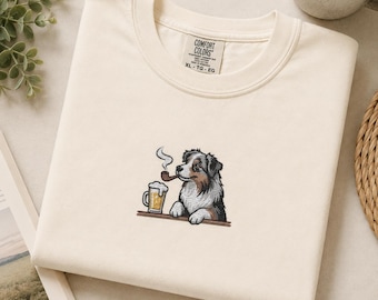 Embroidered Australian Shepherd Dog Bar T-Shirt | Comfort Colors Tee