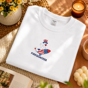 Goose Firequacker at Rocket - USA Flag 4th of July T-Shirt for 250th Anniversary