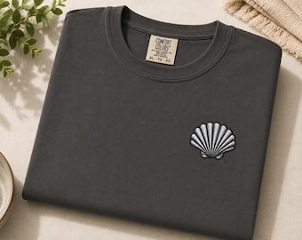 Embroidered Sea Shell T-Shirt | Minimalist Comfort Colors Apparel