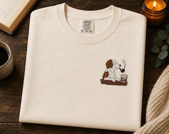 Embroidered Dog at Bar Comfort Colors T-Shirt | Garment-Dyed Pet Lover Tee