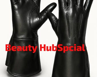Handmade Leather Gauntlet Gloves: Long Cuff Cosplay Armor