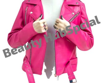 Leather Biker Jacket Black Handmade jacket: Women's Asymmetrical Moto Style