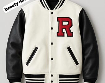 Varsity Jacket – Custom Embroidered Letterman Jacket, Wool Body with Leather Sleeves