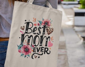 Mom Tote Bag: Floral Design, Reusable Canvas (Everyday Carry)
