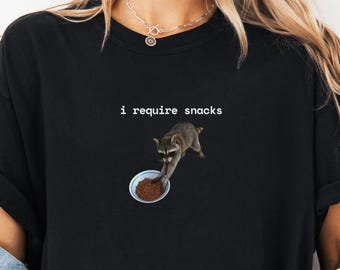 I Require Snacks Raccoon Shirt Funny Animal Graphic