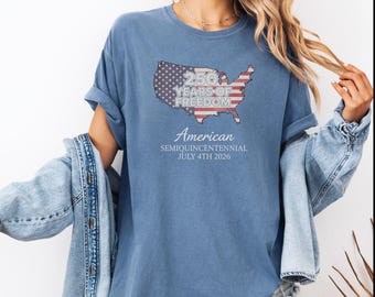 250 Years Freedom USA Map Shirt, Patriotic July 4 Graphic Tee, Vintage America Unisex T-Shirt