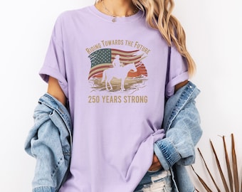 Comfort Colors Western Cowboy US 250th anniversary Flag Shirt, Vintage Patriotic Graphic Tee