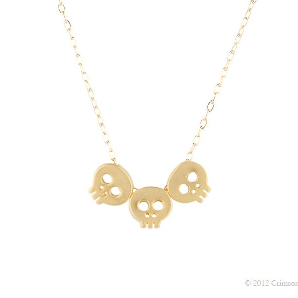 14kt Gold filled skull necklace, halloween jewelry