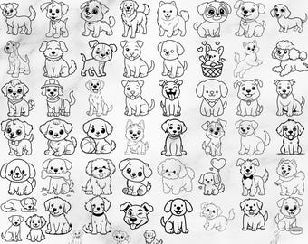 Cute Dog Cartoon Animal Svg Bundle Cut File Pet Cute Flower, Leave, Wildflower, Clipart, Love, Valentine Day, Wedding , Instant Download