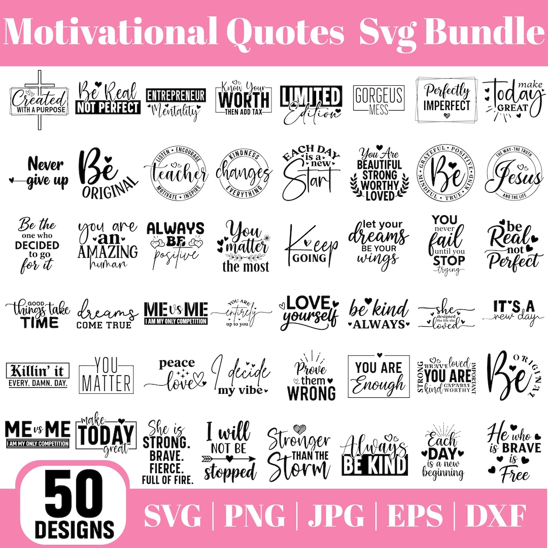 Motivational Quotes SVG Bundle, Inspirational Self Love Print on Demand ...
