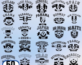 Football Teams 2026  SVG Bundle, USA, Canada, Mexico, Soccer World-Cup Designs Sublimation World Cup 2026 SVG Bundle, Soccer Clipart,