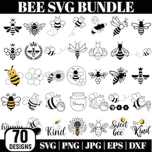 Paquete de SVG de contornos de abejas lindas, paquete de SVG de abejas, abeja, archivos de corte de ruta de abeja, vector de abeja voladora, panal, imágenes prediseñadas de colmena, abeja reina