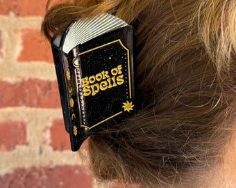 Book of Spells Hair Claw Clip - Witchcraft, Hocus Pocus, Spellbook