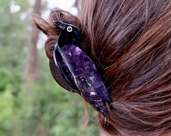 Raven Hair Claw Clip - Crow, Blackbird, Gothic Bird