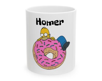 Die Simpsons Figur, Kaffeetasse, Homer Simpson, "Homer", Zeichentrickfigur, humorvolles Zitat, Motivationskomödie Trinkgeschirr, Geschenk für ihn