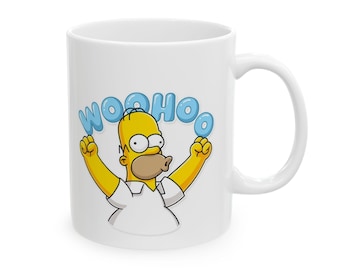 Die Simpsons Tasse, Homer Simpson, "Woohoo", Zeichentrickfigur, humorvolles Zitat, Motivationskomödie Trinkgefäß, Geschenk für ihn