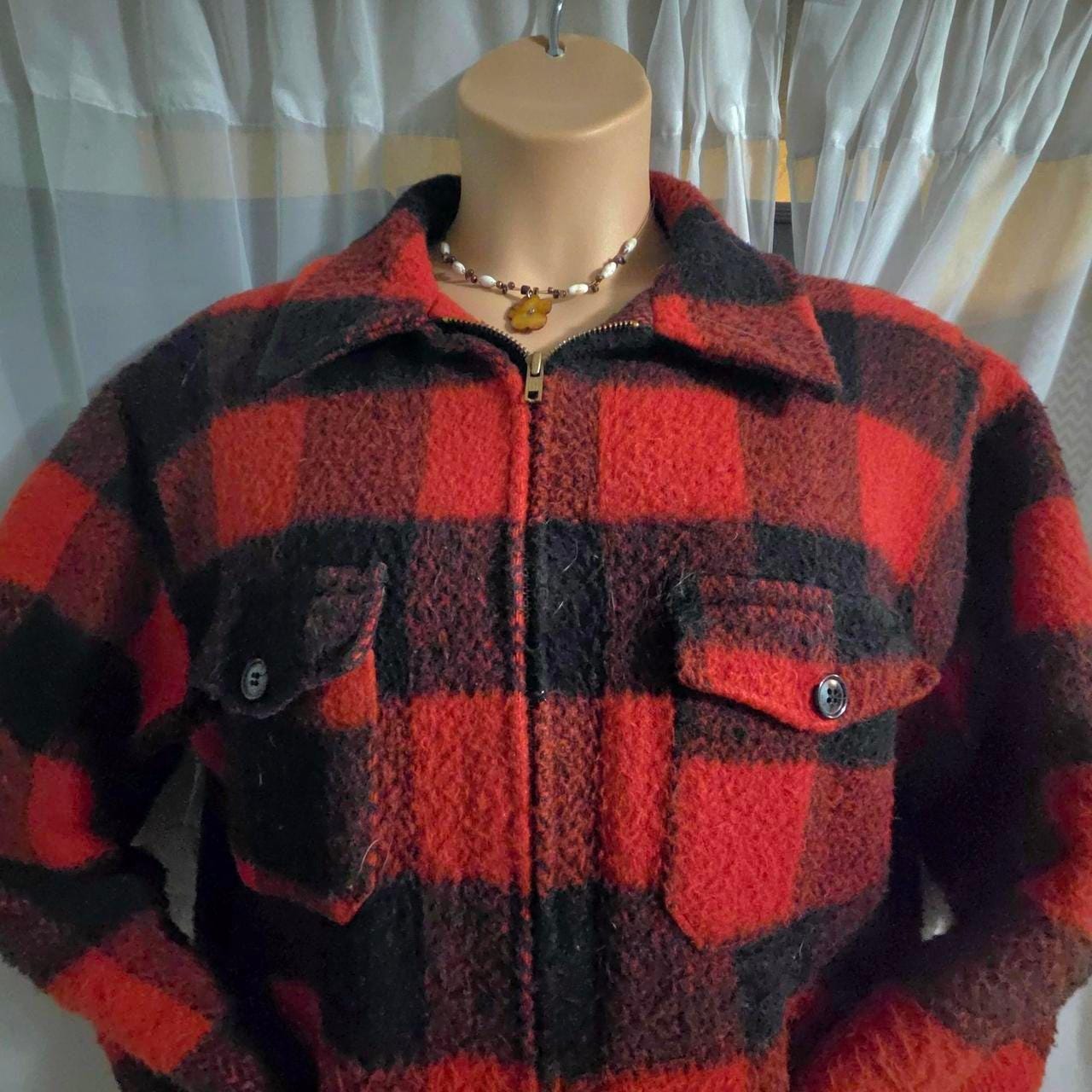 70s Vintage Wool Buffalo Plaid Melton Jacket - Etsy Canada