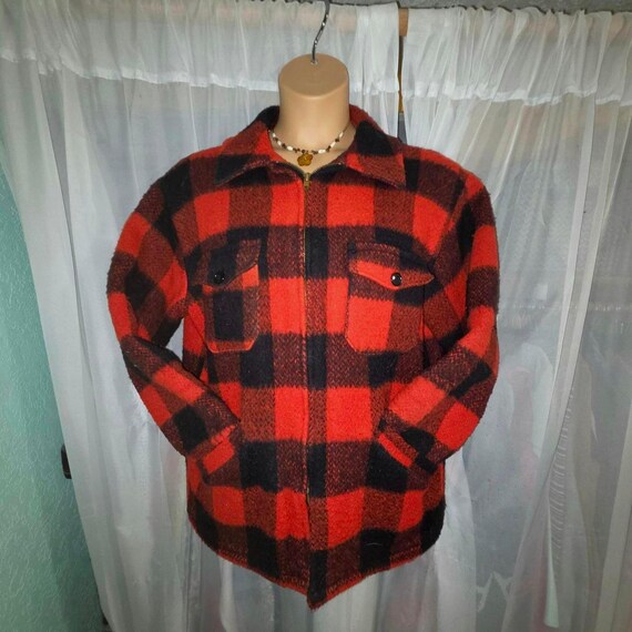 70年代ヴィンテージウールバッファローチェックメルトンジャケット