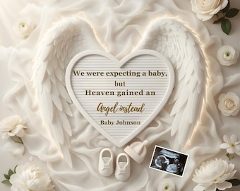 Anuncio de pérdida de embarazo de Angel Baby: Plantilla editable de Canva (descarga digital)