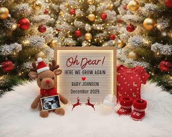 Christmas Pregnancy Announcement: 'Oh Deer' Social Media Template (Digital Download)