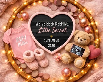 Editable Baby Girl Pregnancy Announcement Template (Digital Download)