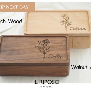 Joyero de madera personalizado: estuche de viaje grabado, regalo de cumpleaños imagen 4