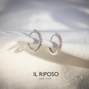 S925 Sterling Silver Hoop Earrings: Zircon Diamond Style