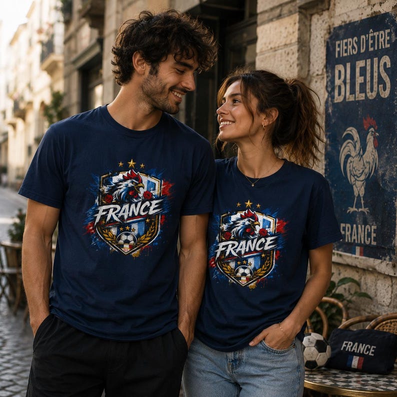 France Soccer FIFA World Championship 2026 T-Shirt | Football Tricolor Design image 3