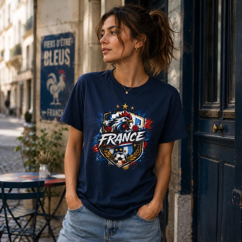 France Soccer FIFA World Championship 2026 T-Shirt | Football Tricolor Design image 2