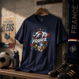 France Soccer FIFA World Championship 2026 T-Shirt | Football Tricolor Design image 4
