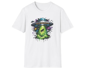 Alien UFO Cow T-Shirt | UFO Abduction Graphic Tee