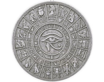 Wood Sign Egyptian Eye of Horus | Egyptian Hieroglyph Circle Wall Decor