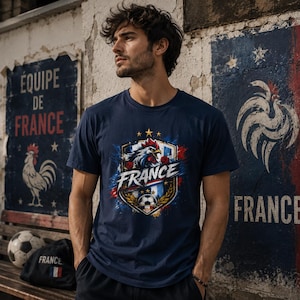 France Soccer FIFA World Championship 2026 T-Shirt | Football Tricolor Design image 1
