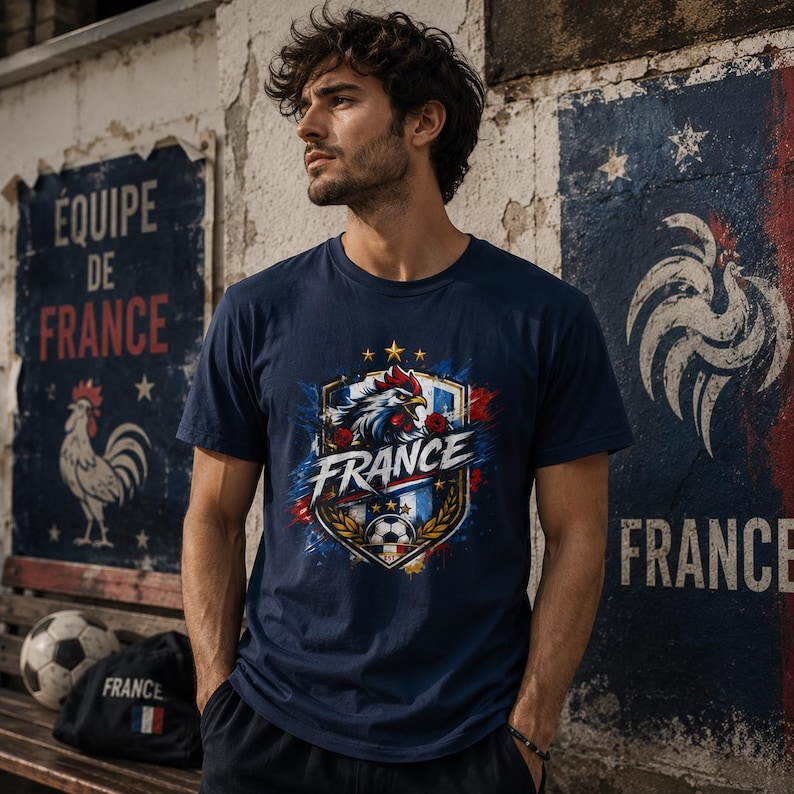 France Soccer FIFA World Championship 2026 T-Shirt | Football Tricolor Design image 1