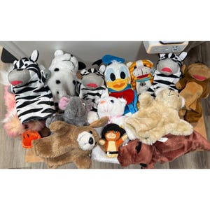 ぬいぐるみハンドパペット13点セット（子犬、シマウマ、ヒヨコ、ゾウ、ライオン、サルなど）