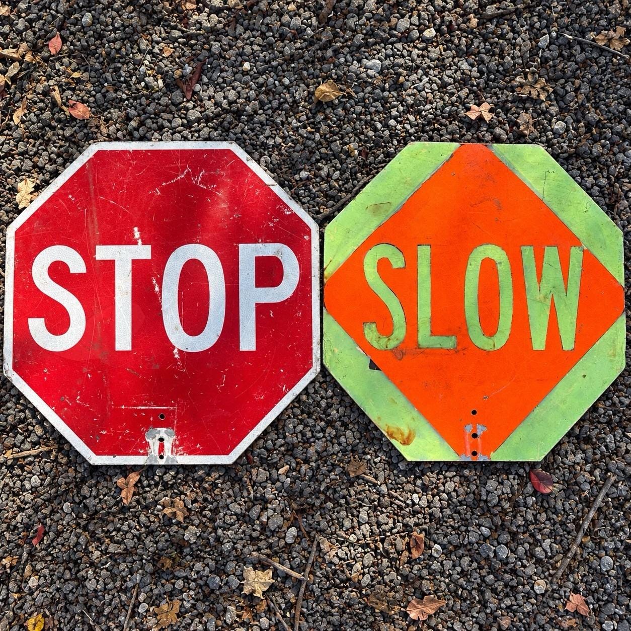 Vintage Traffic Sign Slow - Etsy