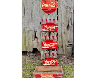 Vintage Coca Cola-displaystandaard Veel bord metalen rek flessenkrat antieke cola