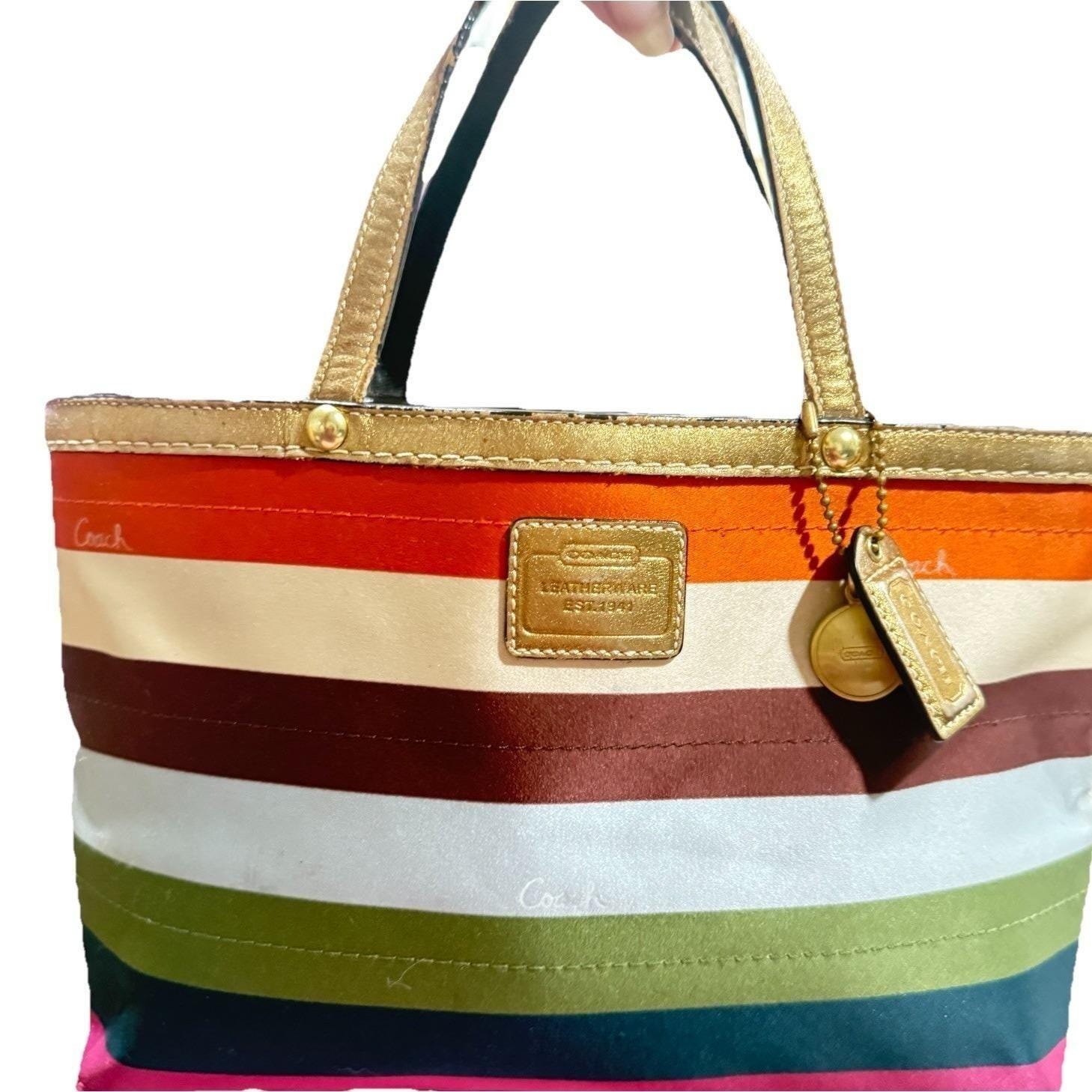 Coach Legacy Stripe 65th Anniversary Tote Bag Handbag Purse #11126